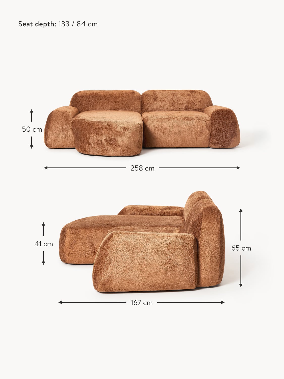 Bellara Modular Teddy Bouclé Corner Sofa (3-seater)