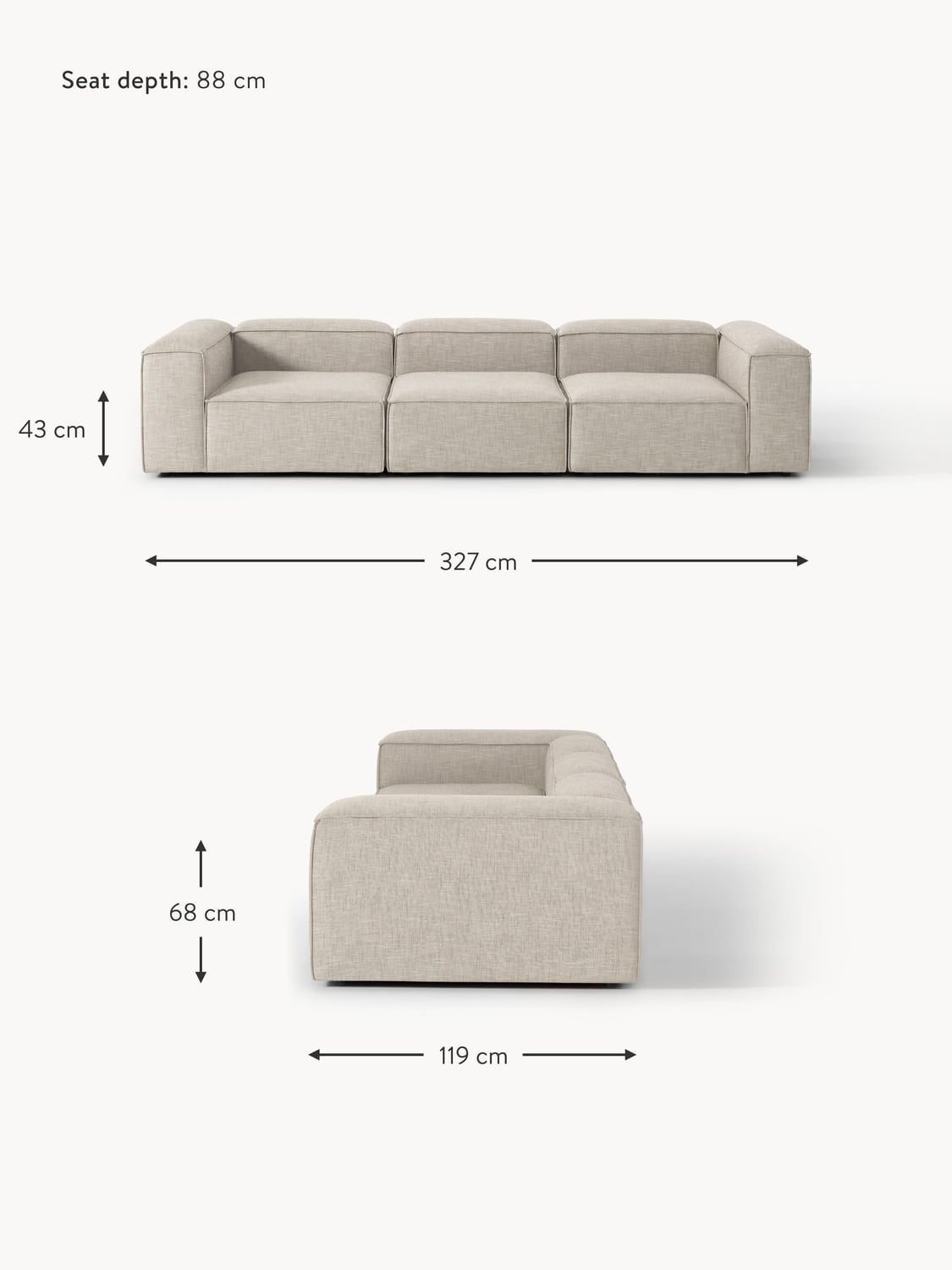 Tavordo Linen Blend Modular Sofa (4-seater)