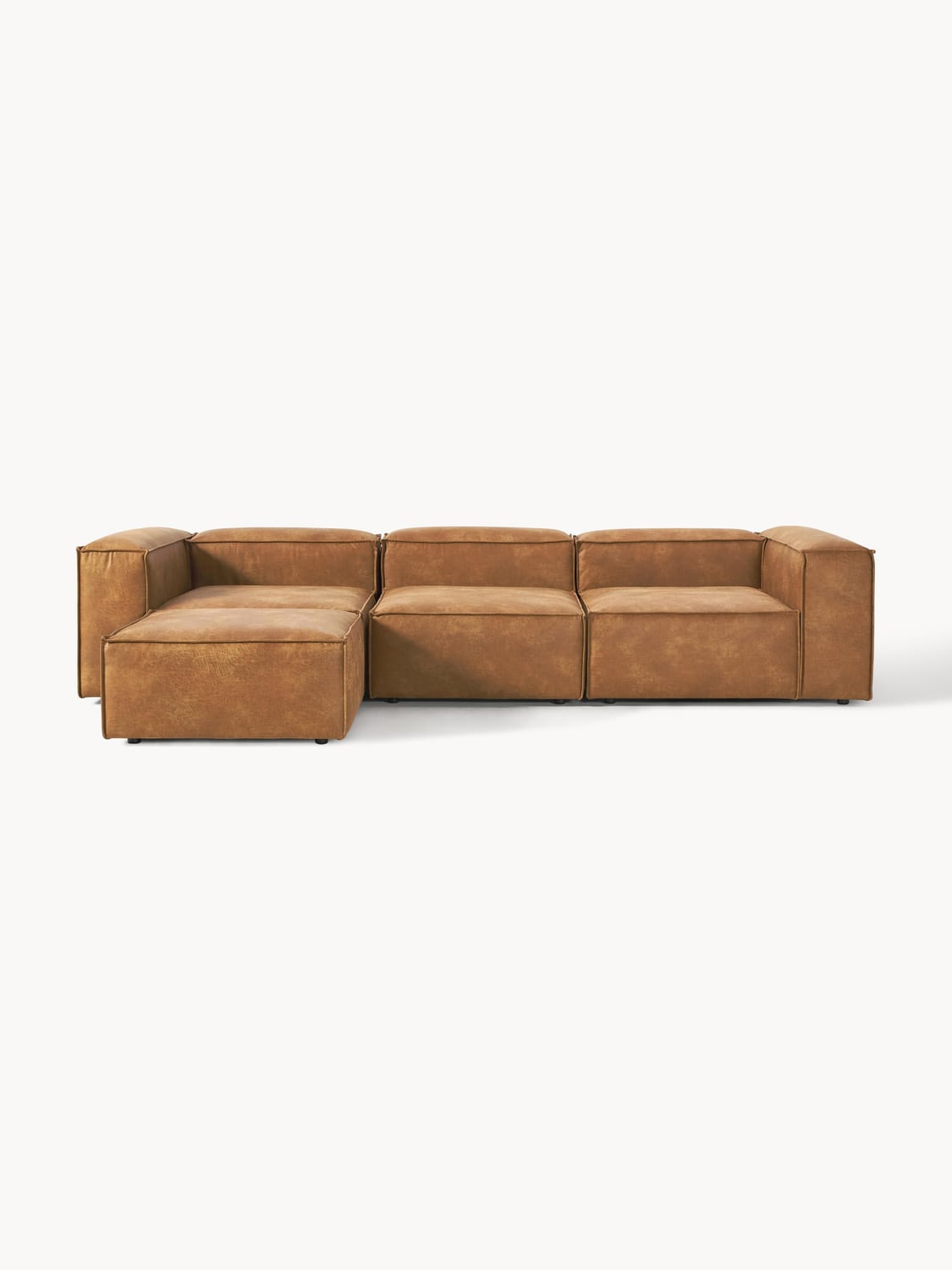 Tavordo Modular Recycled Leather Sofa (4-seater) with Ottoman (left/right)