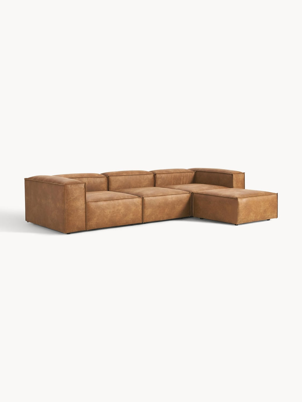 Tavordo Modular Recycled Leather Sofa (4-seater) with Ottoman (left/right)