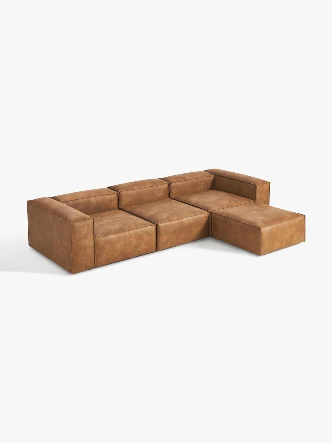 Tavordo Modular Recycled Leather Sofa (4-seater) with Ottoman (left/right)