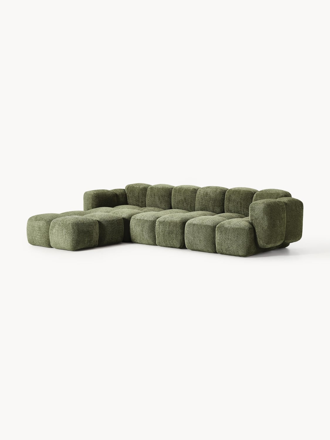 Valbrona Modular Teddy-Bouclé Sofa (4-seater) with Ottoman