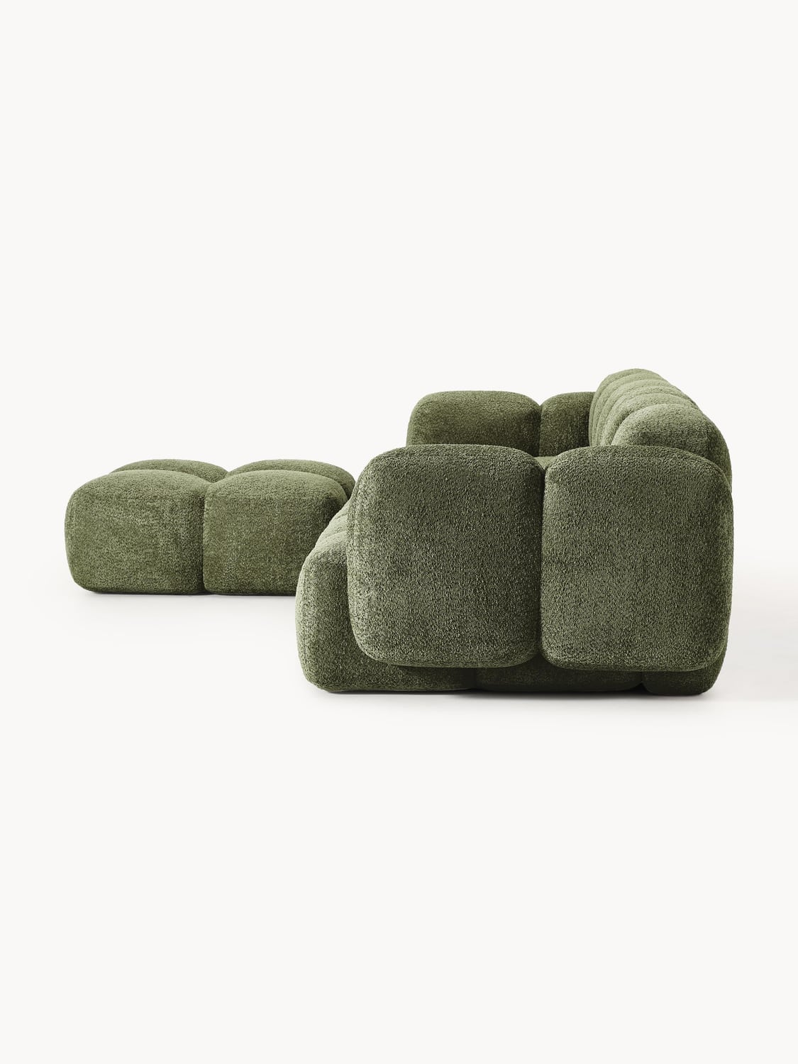 Valbrona Modular Teddy-Bouclé Sofa (4-seater) with Ottoman