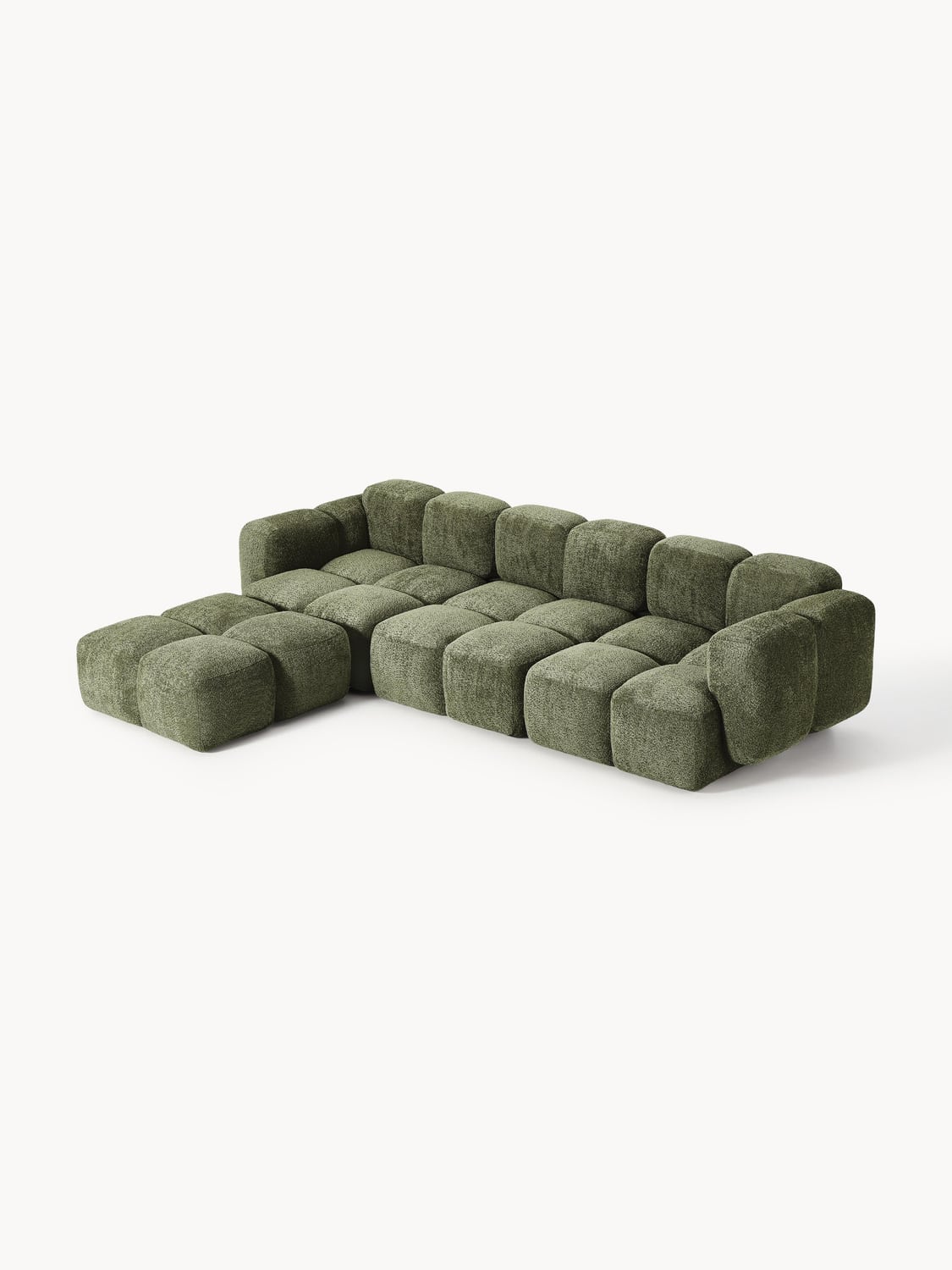 Valbrona Modular Teddy-Bouclé Sofa (4-seater) with Ottoman