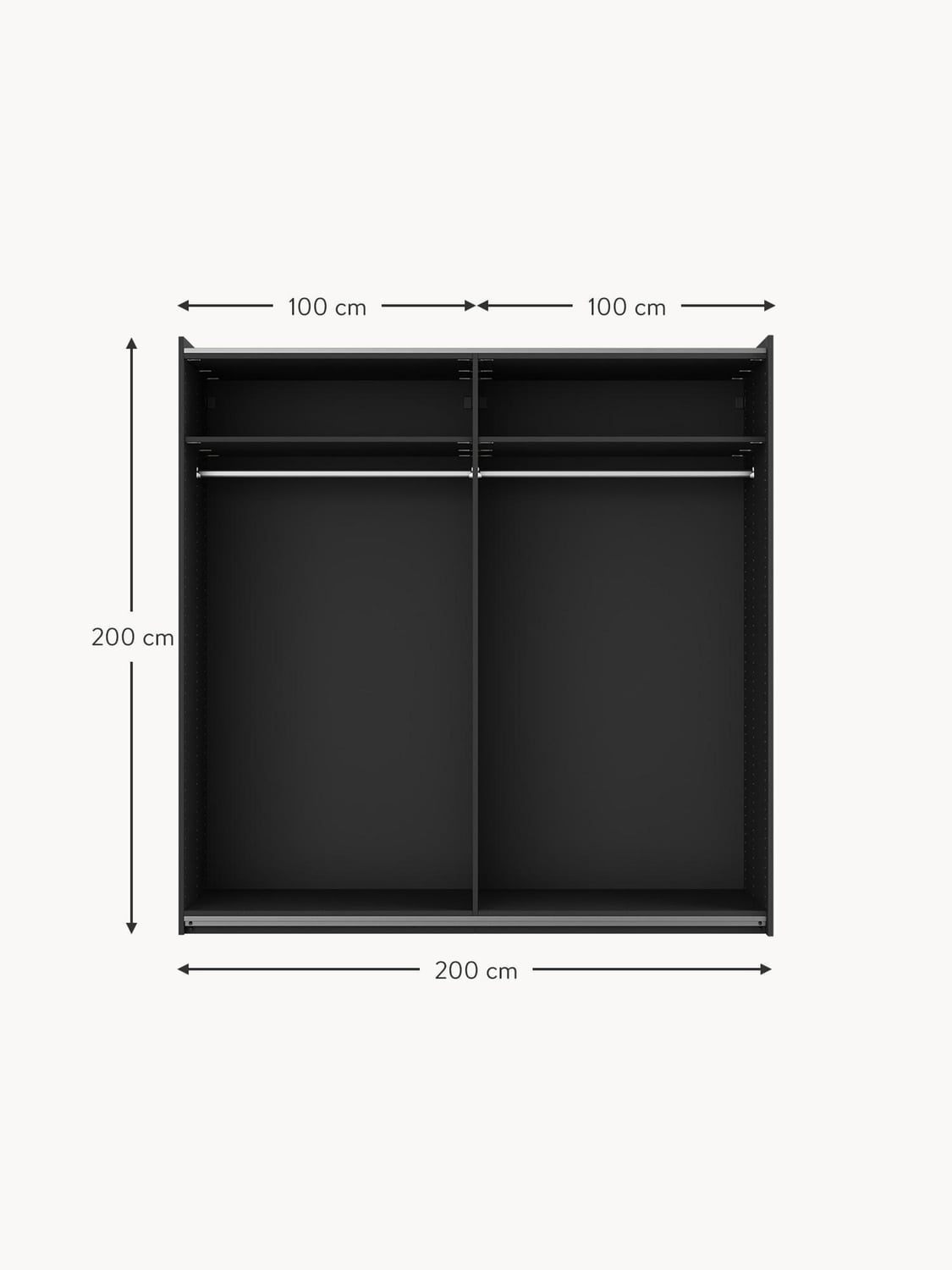 Montorfano Modular Sliding Door Wardrobe, 200 cm Wide — available in several sizes
