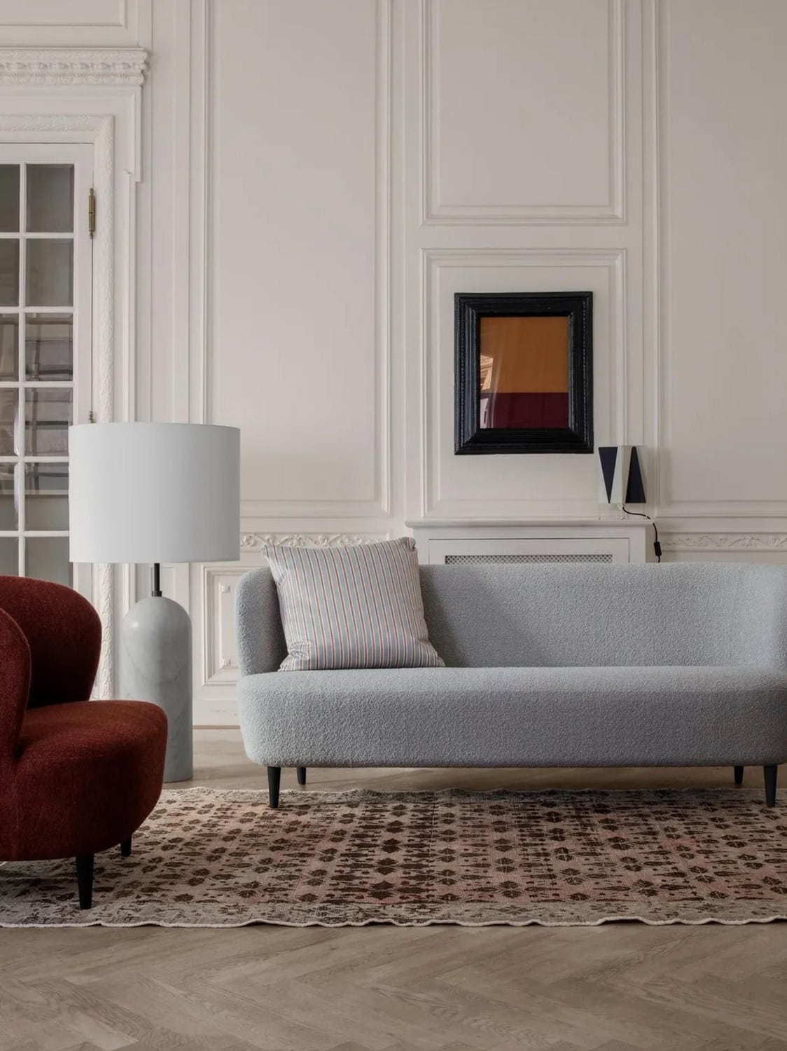 Tavernerio Dimmable Floor Lamp with Marble Base, H 120 cm