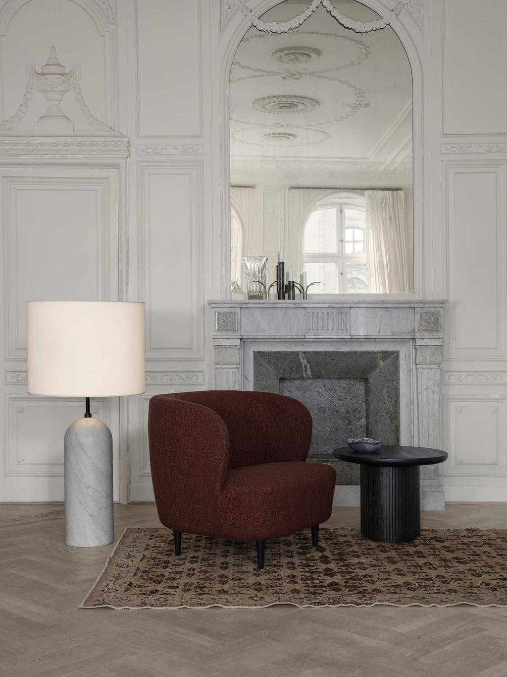 Tavernerio Dimmable Floor Lamp with Marble Base, H 120 cm