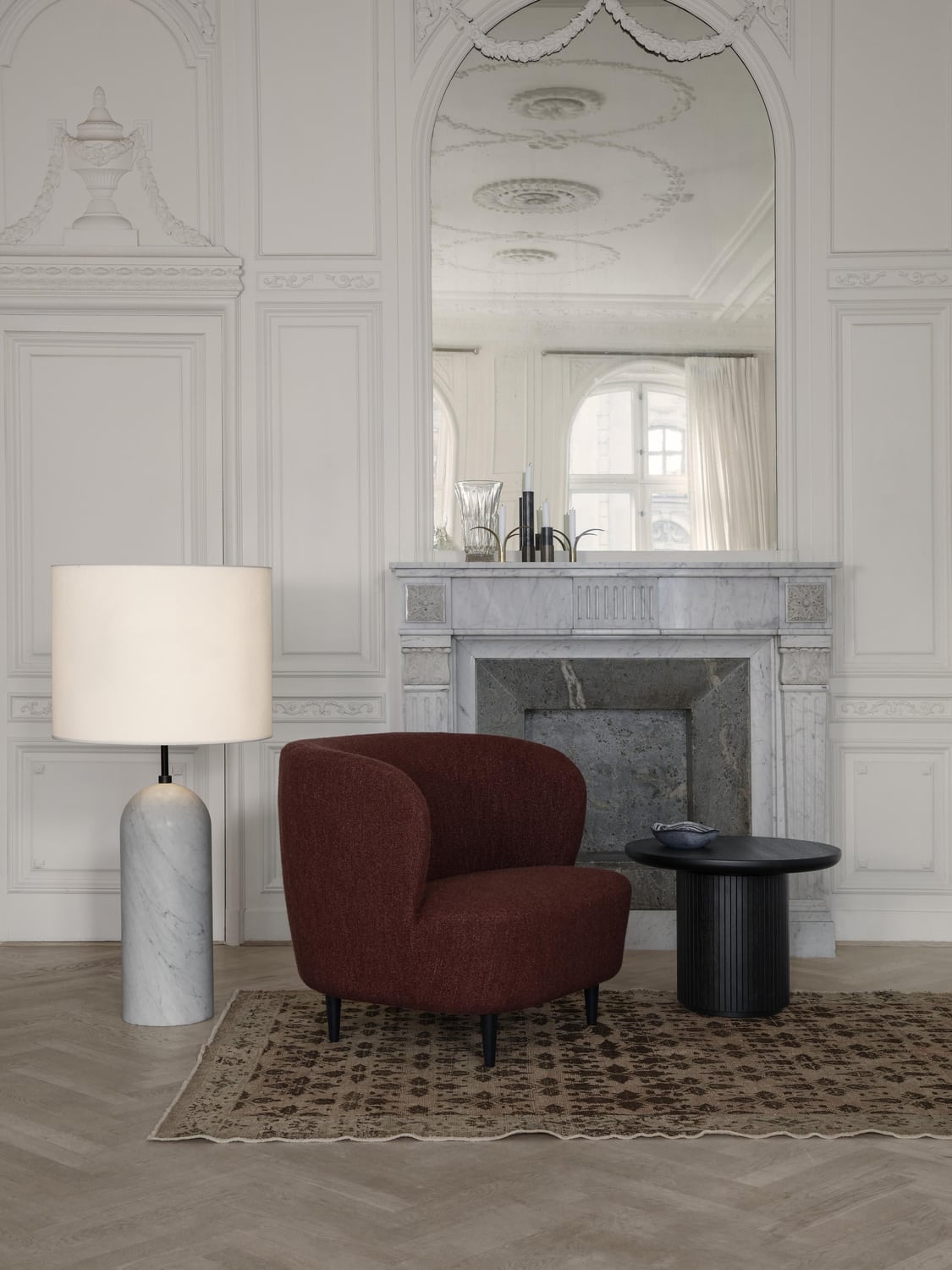 Tavernerio Dimmable Floor Lamp with Marble Base, H 120 cm