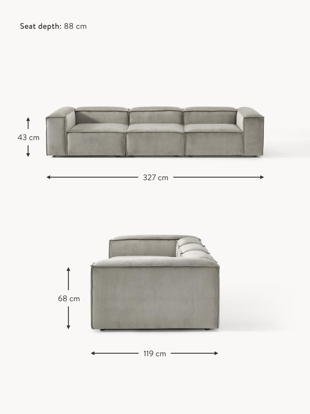 Tavordo Corduroy Modular Sofa (4-seater)