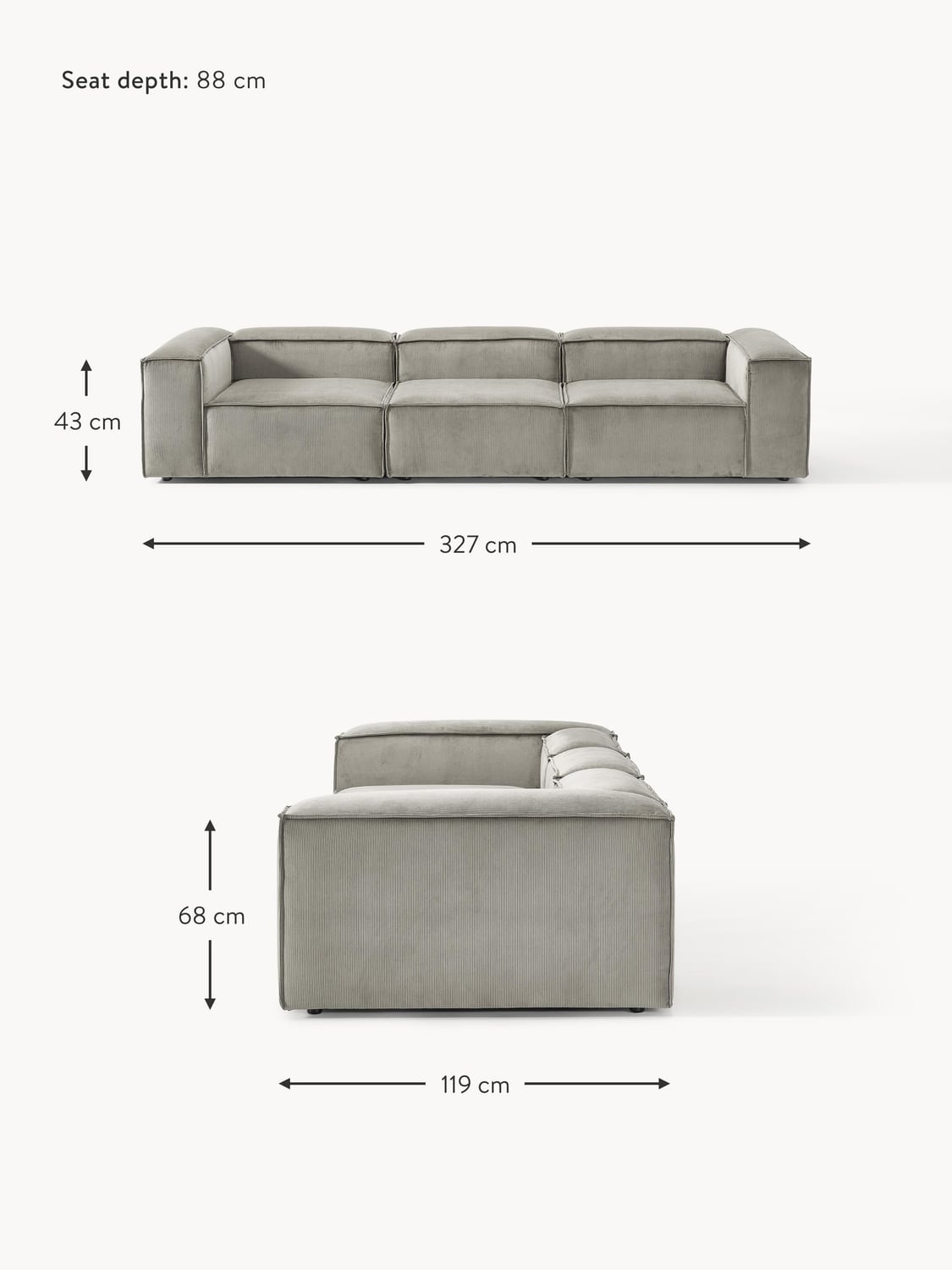Tavordo Corduroy Modular Sofa (4-seater)