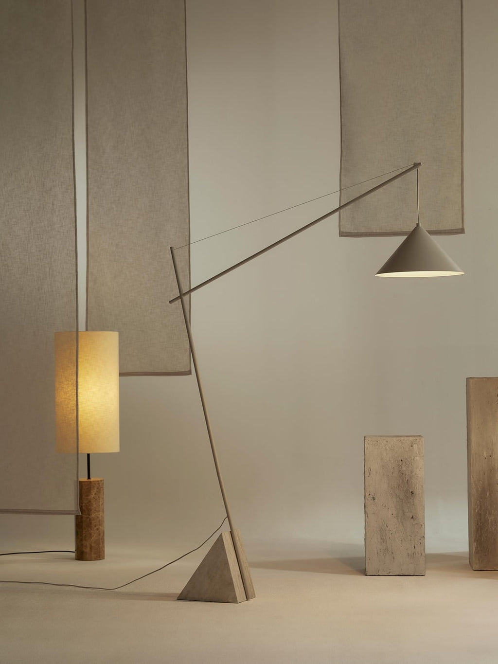 Figino Large Reading Lamp with Travertine Base
