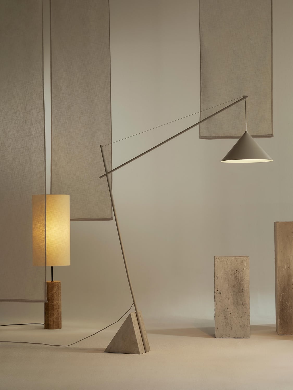 Figino Large Reading Lamp with Travertine Base