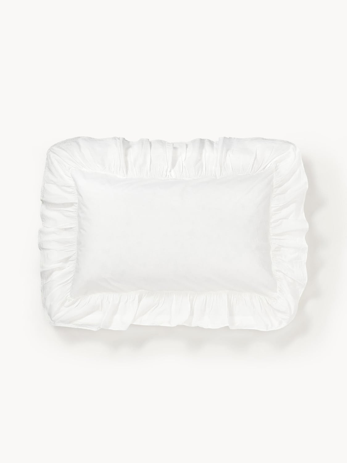 Bregano Washed Cotton Percale Pillowcase with Ruffles