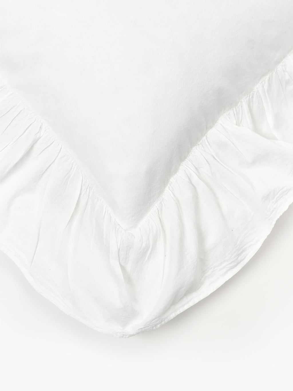 Bregano Washed Cotton Percale Pillowcase with Ruffles