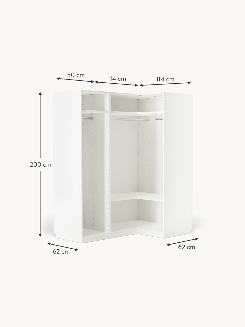 Novedrate Modular Corner Wardrobe, 165 cm Wide — available in several sizes