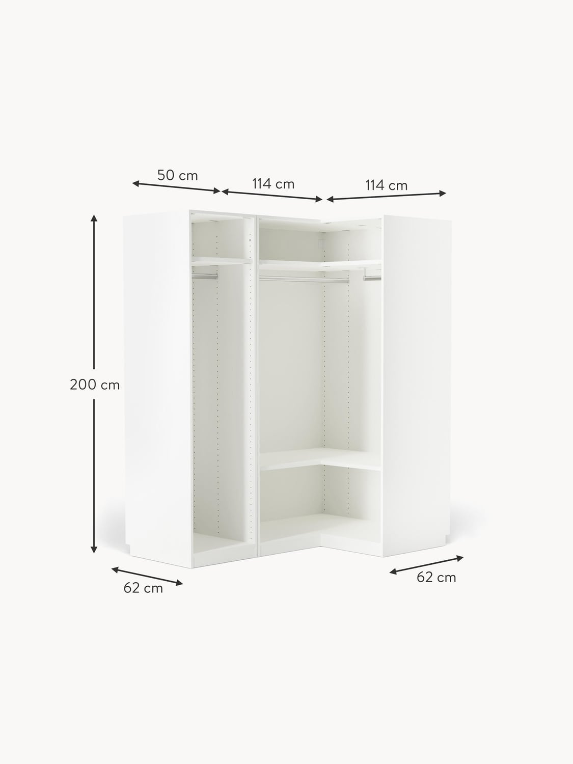 Novedrate Modular Corner Wardrobe, 165 cm Wide — available in several sizes