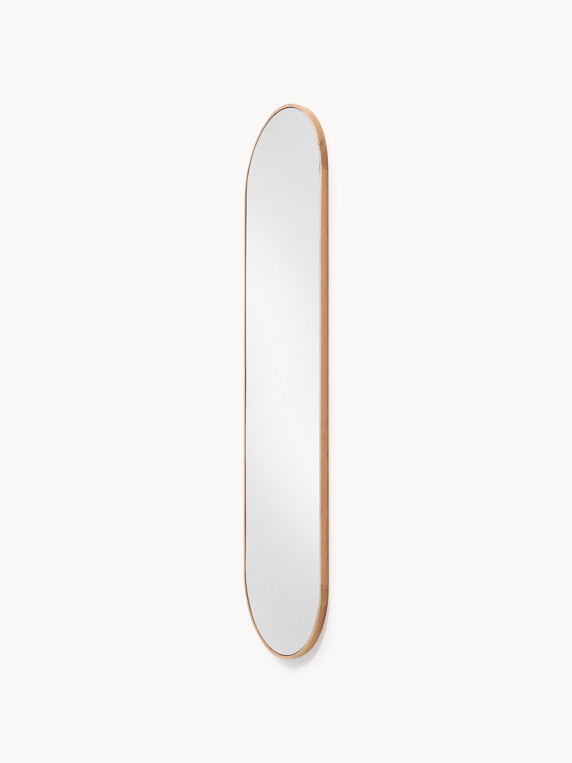 Orsenigo Oval Full-Length Wall Mirror with Oak Wood Frame