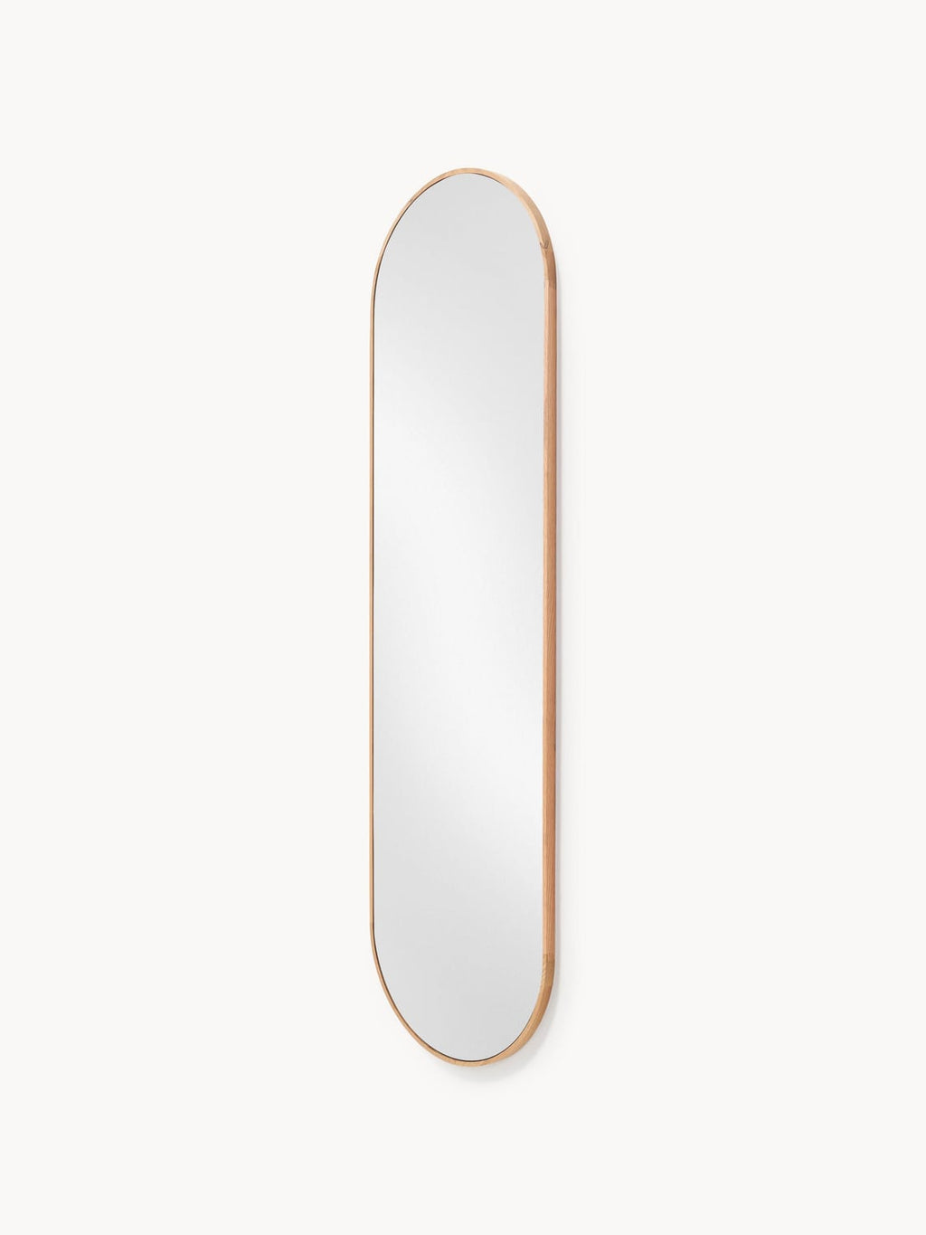 Orsenigo Oval Full-Length Wall Mirror with Oak Wood Frame