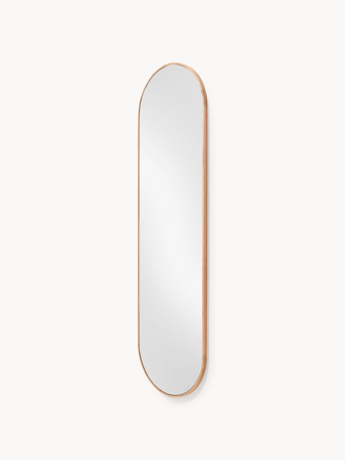 Orsenigo Oval Full-Length Wall Mirror with Oak Wood Frame