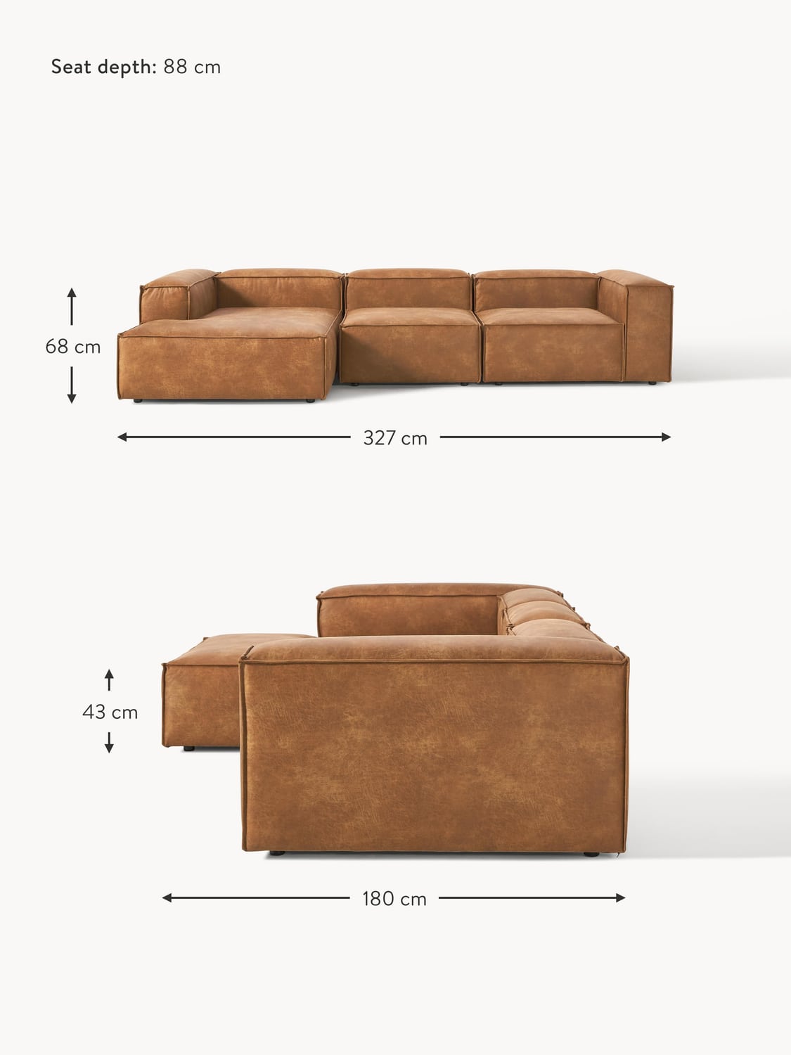 Tavordo Modular Leather Corner Sofa (4-seater)