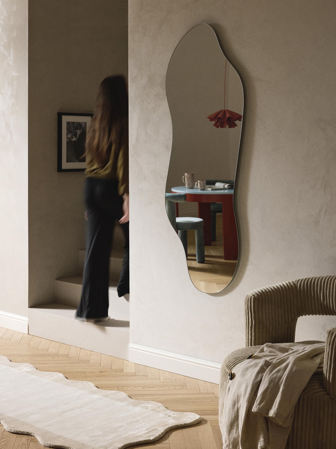 Luisago Frameless Full-Length Wall Mirror in an Organic Shape