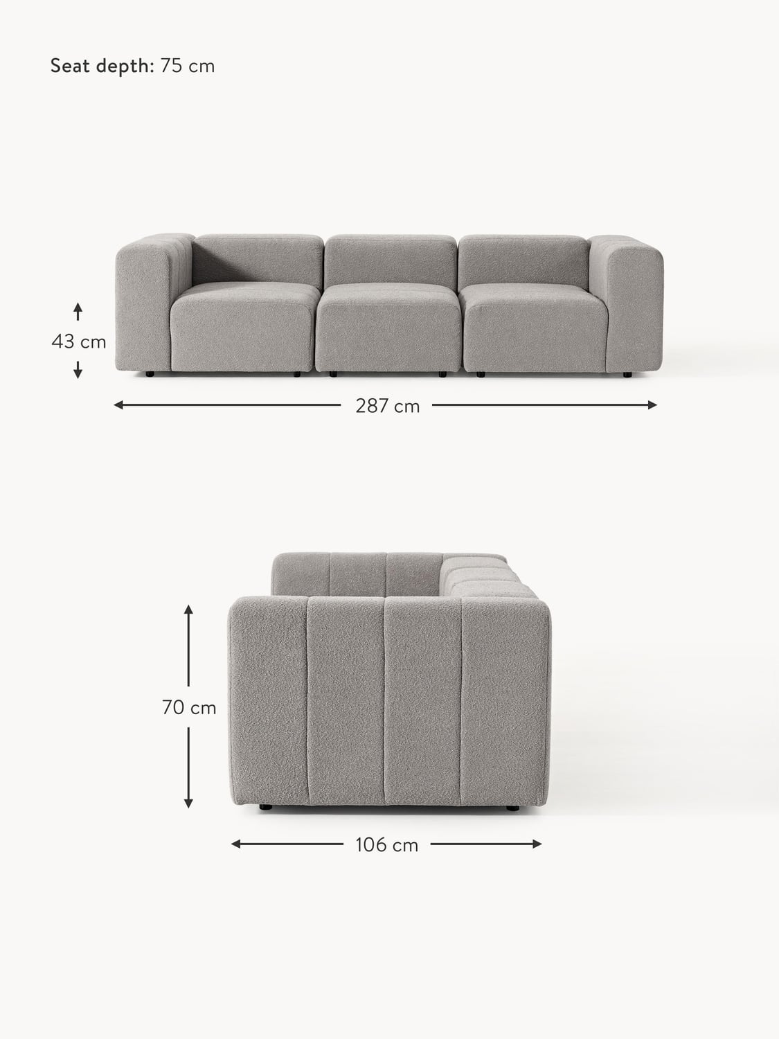 Cermenate Bouclé Modular Sofa (4-seater)