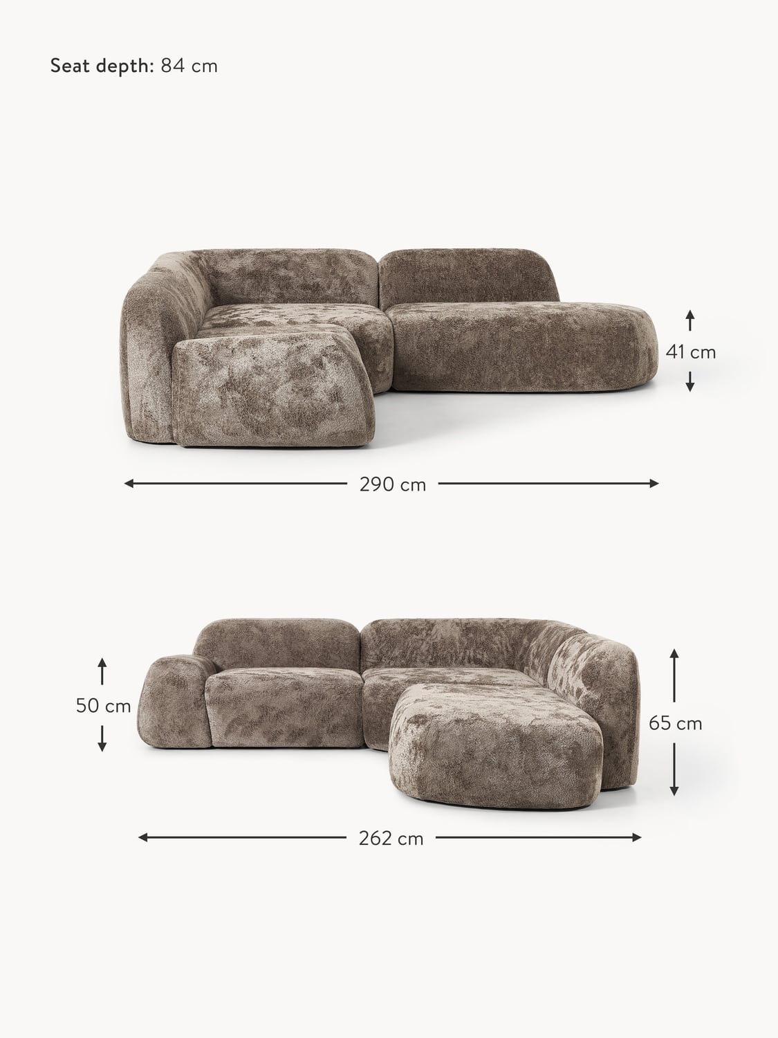 Bellara Modular Teddy Bouclé Corner Sofa (4-seater) with Chaise End