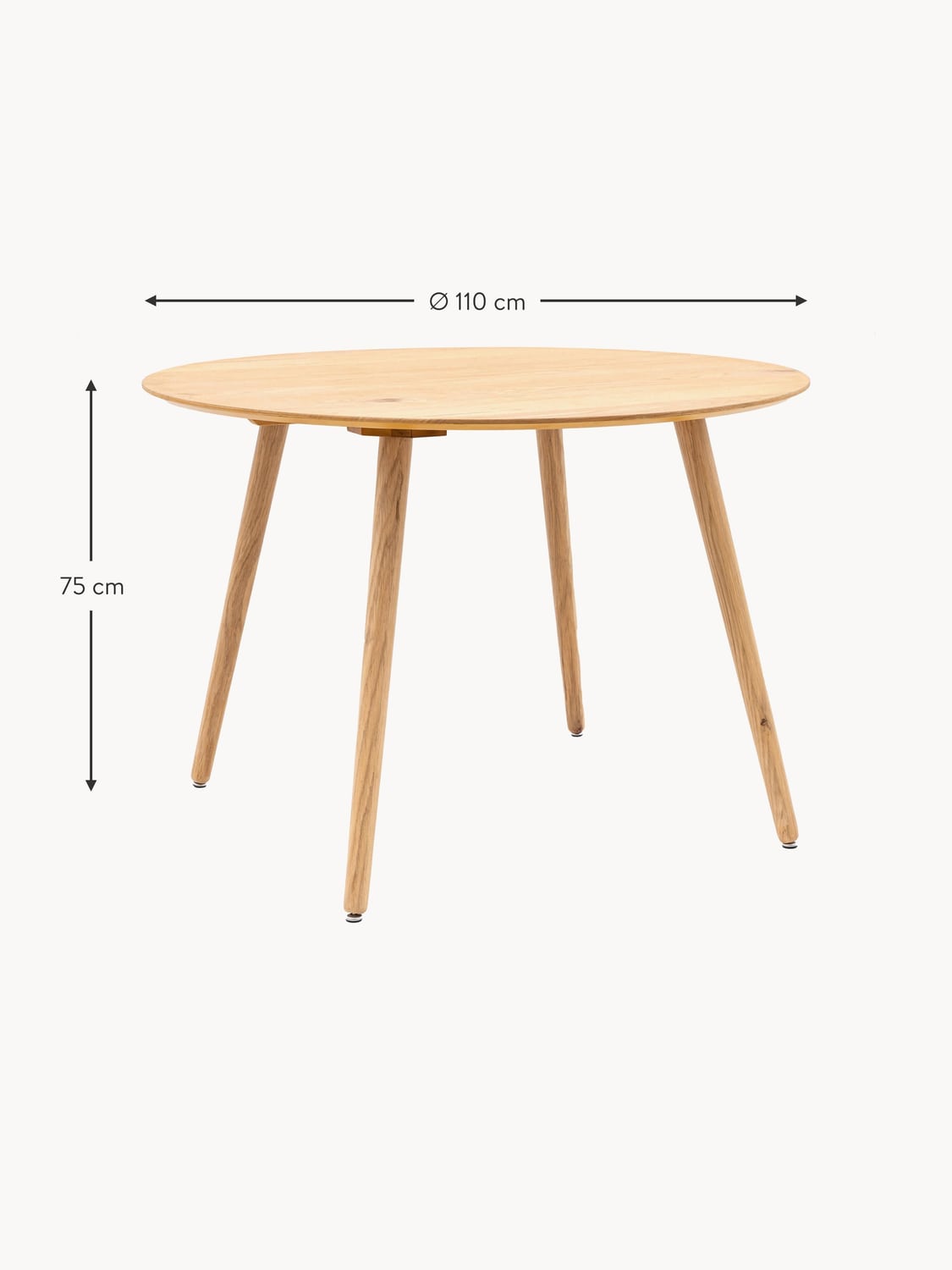 Palanzo Round Oak Wood Dining Table, Ø 110 cm