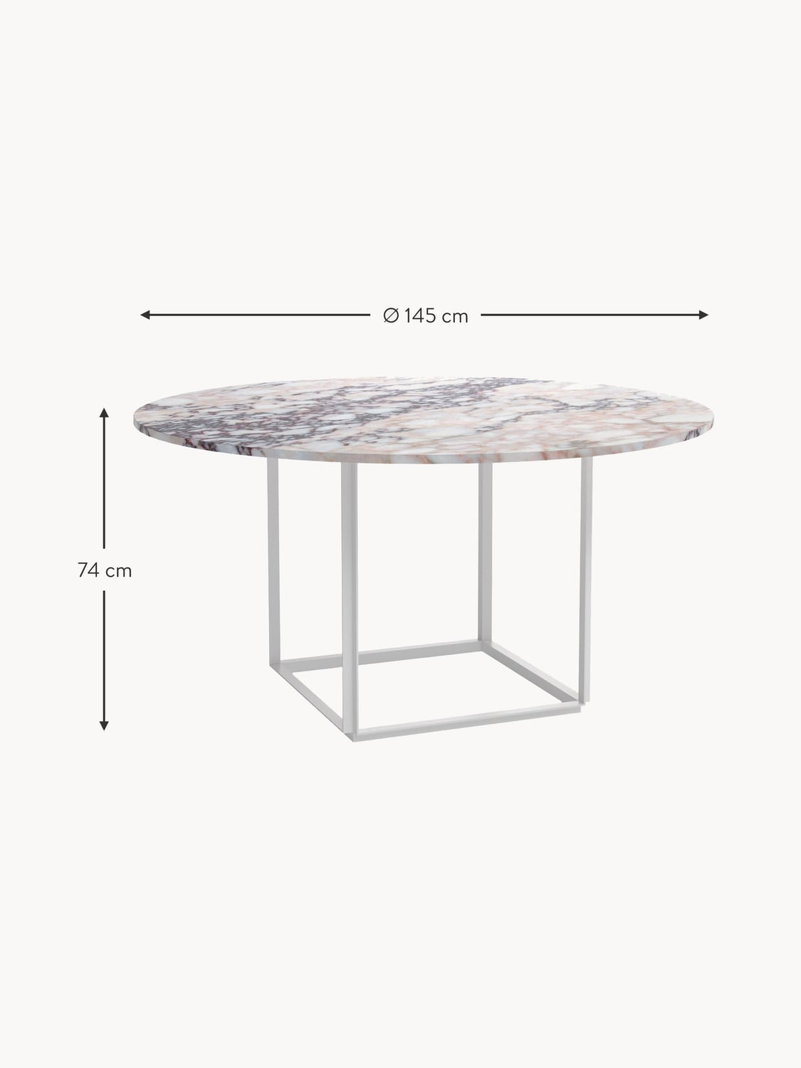 Bellagio Dining Table with Marble Table Top, Ø 145 cm