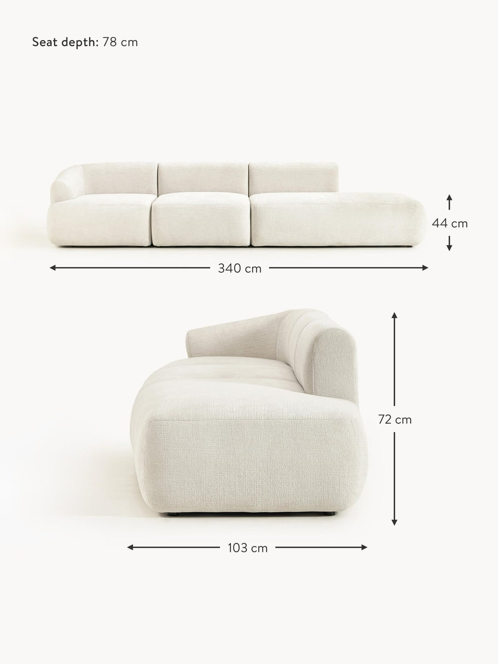 Lavena Modular Ottoman (4-seater)