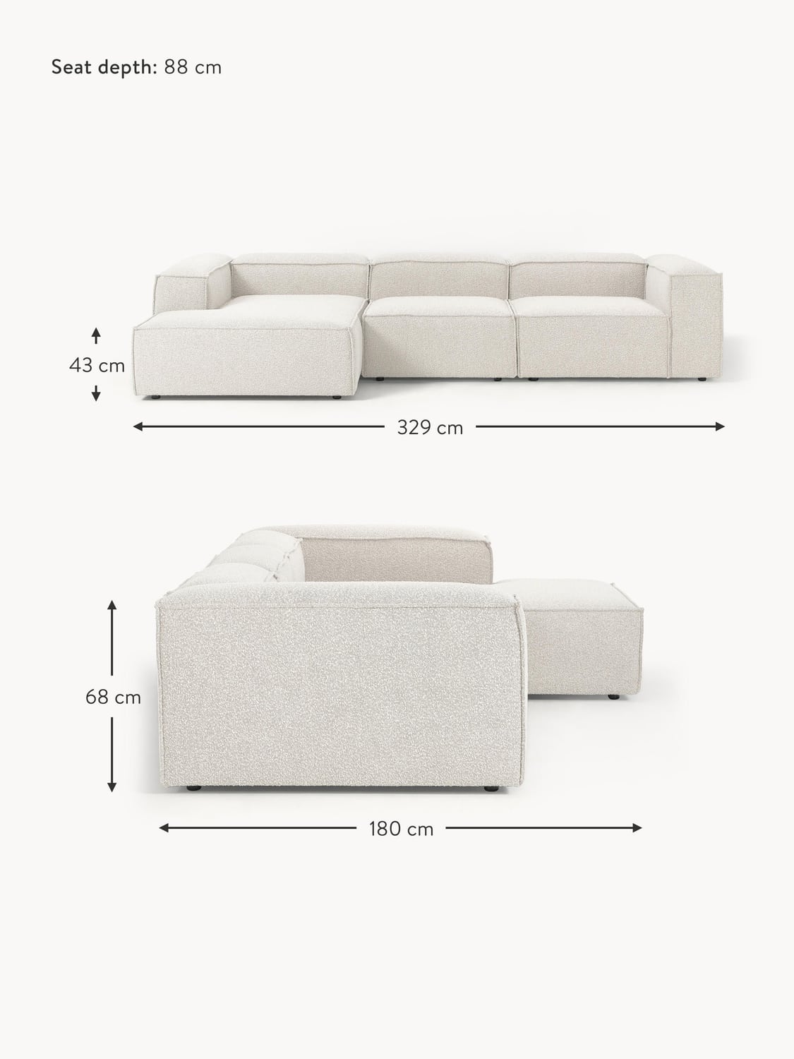 Tavordo Bouclé Modular Corner Sofa (4-seater)