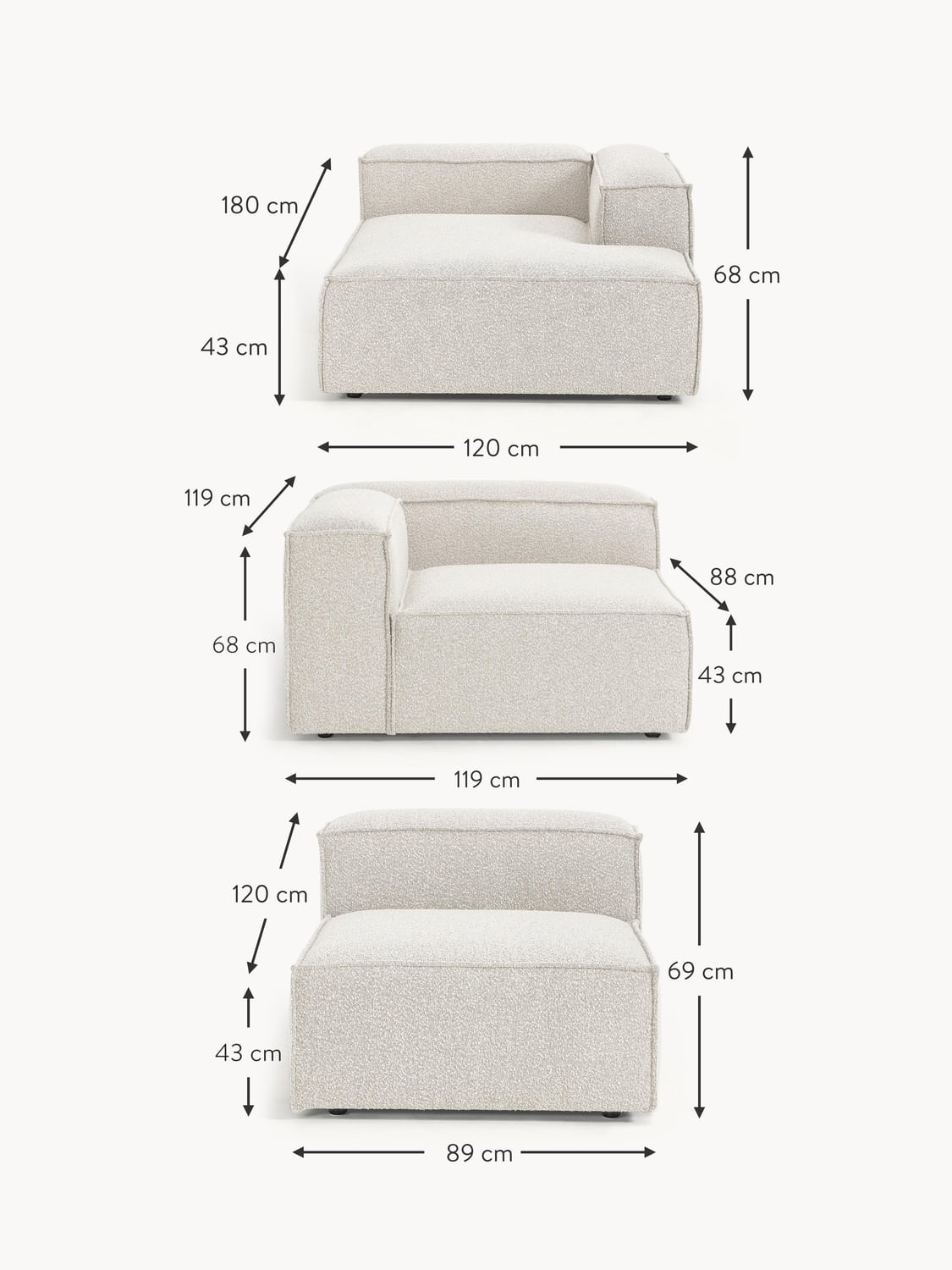 Tavordo Bouclé Modular Corner Sofa (4-seater)