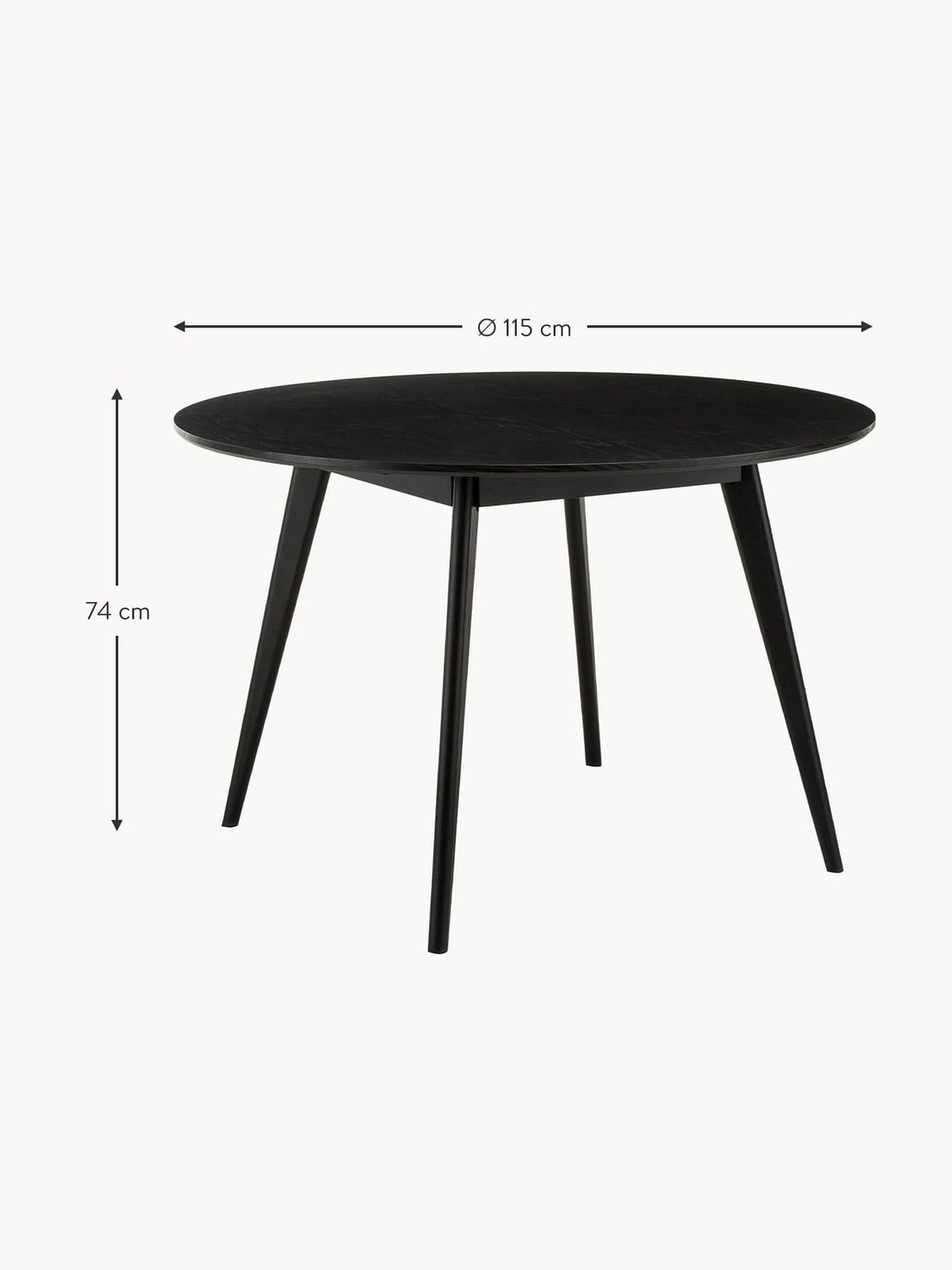 Bregano Round Rubberwood Dining Table, Ø 115 cm
