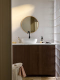 Orsenigo Round Wall Mirror with Oak Wood Frame