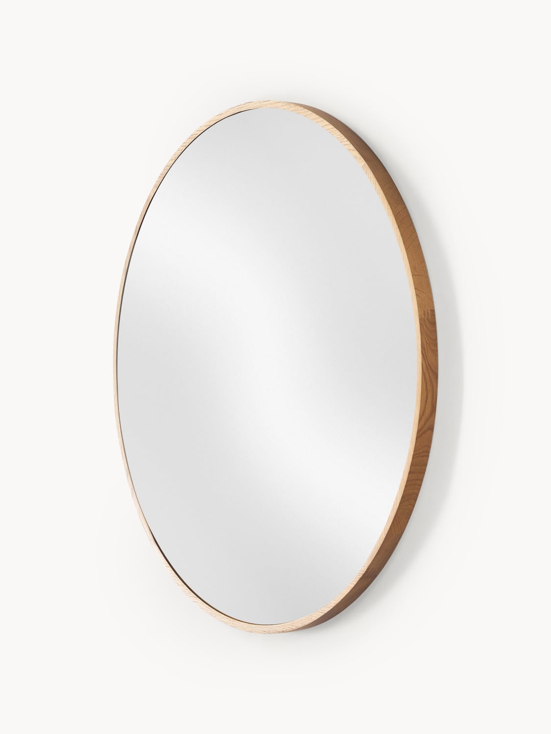 Orsenigo Round Wall Mirror with Oak Wood Frame