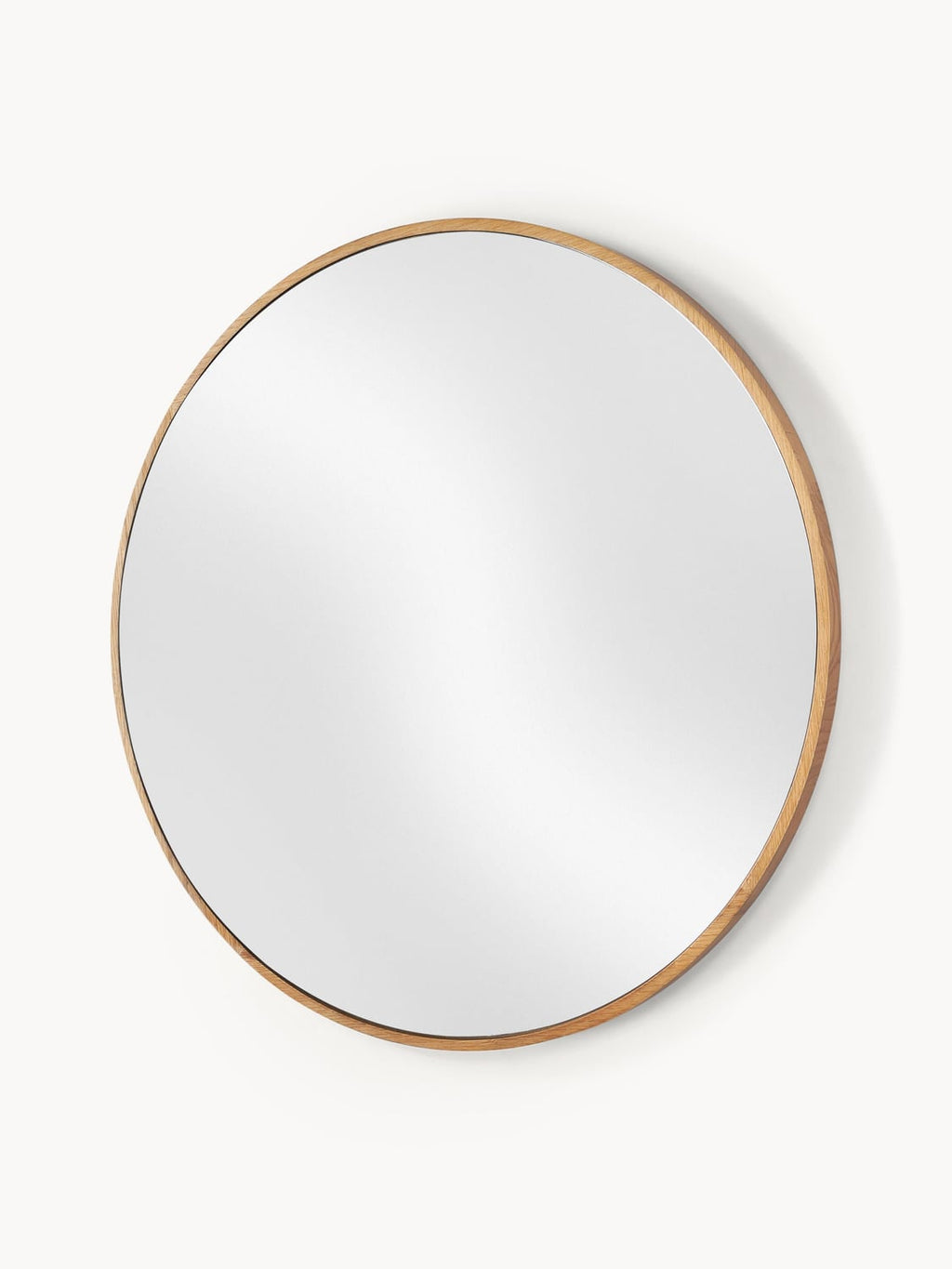 Orsenigo Round Wall Mirror with Oak Wood Frame