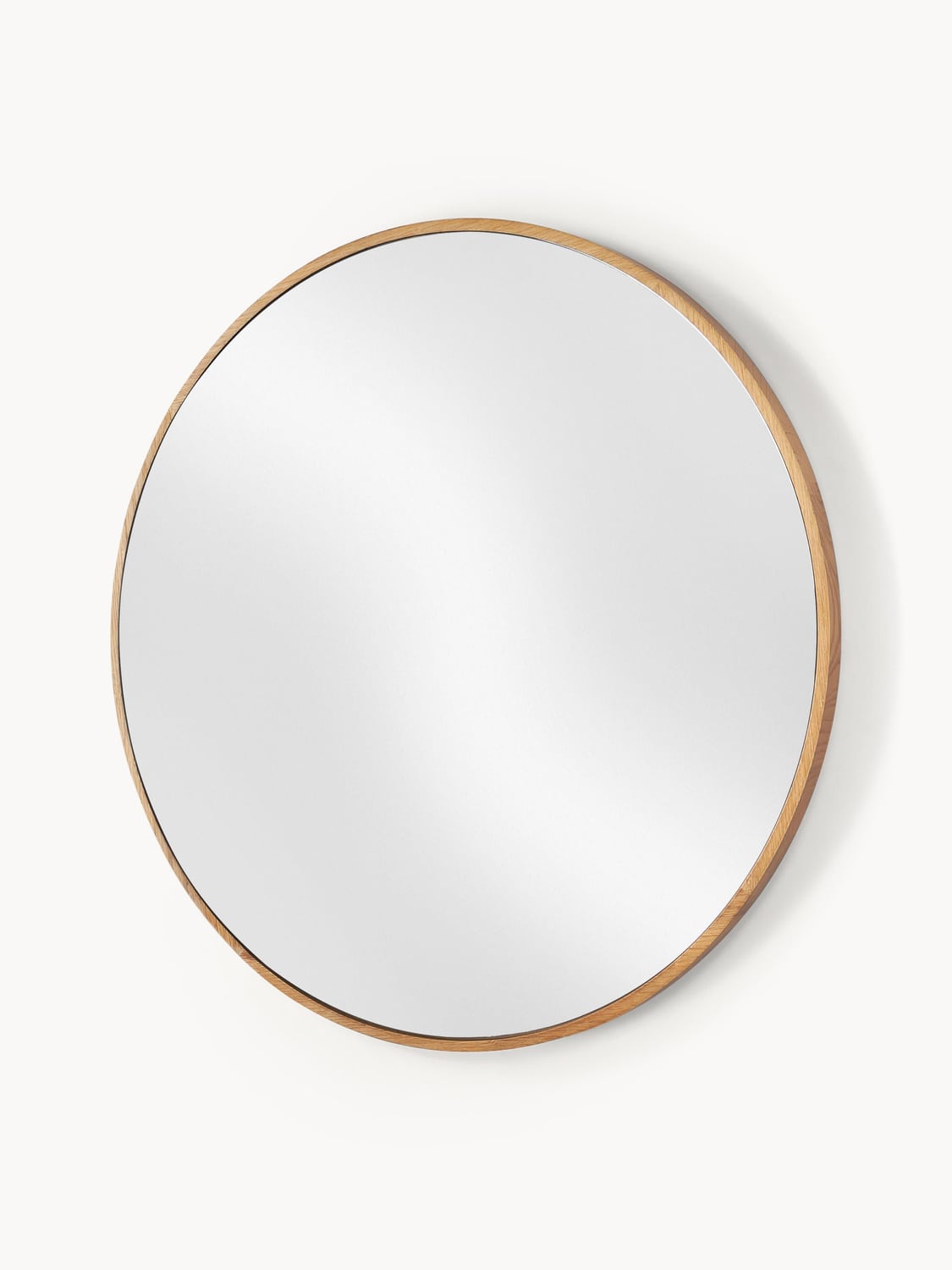Orsenigo Round Wall Mirror with Oak Wood Frame