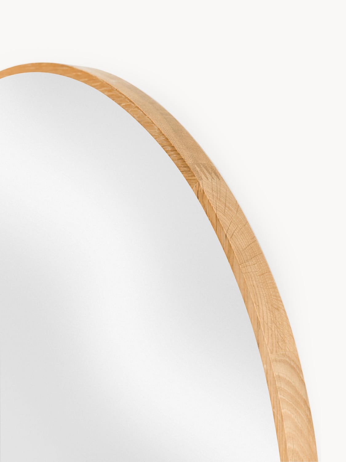 Orsenigo Round Wall Mirror with Oak Wood Frame