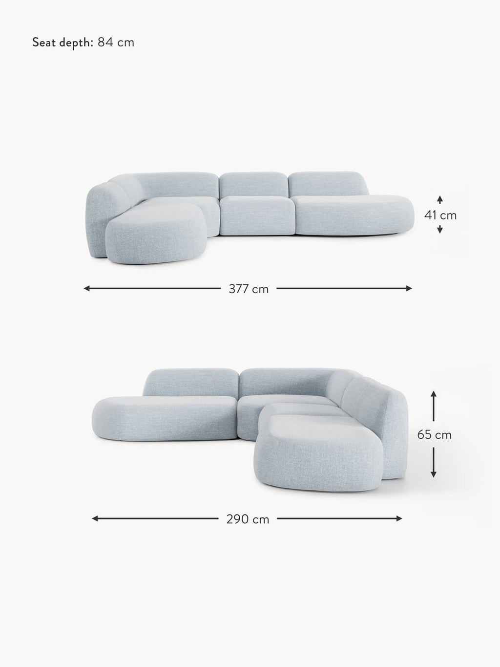 Bellara XL Modular Bouclé Corner Sofa with Chaise Ends