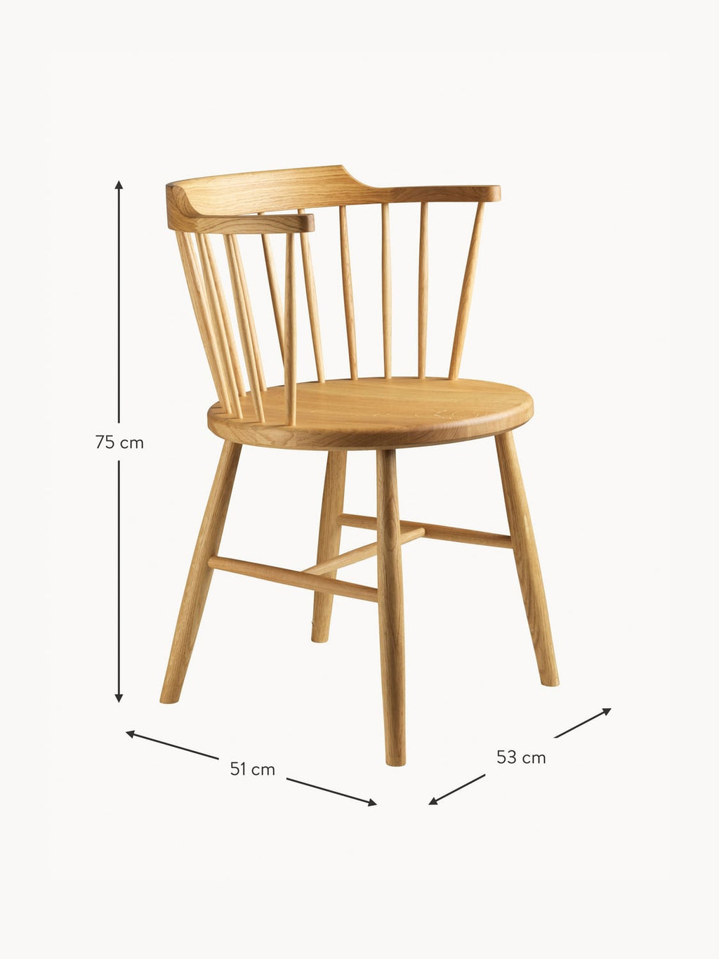 Urbino J18 Handmade Oak Wood Dining Chair with Armrests