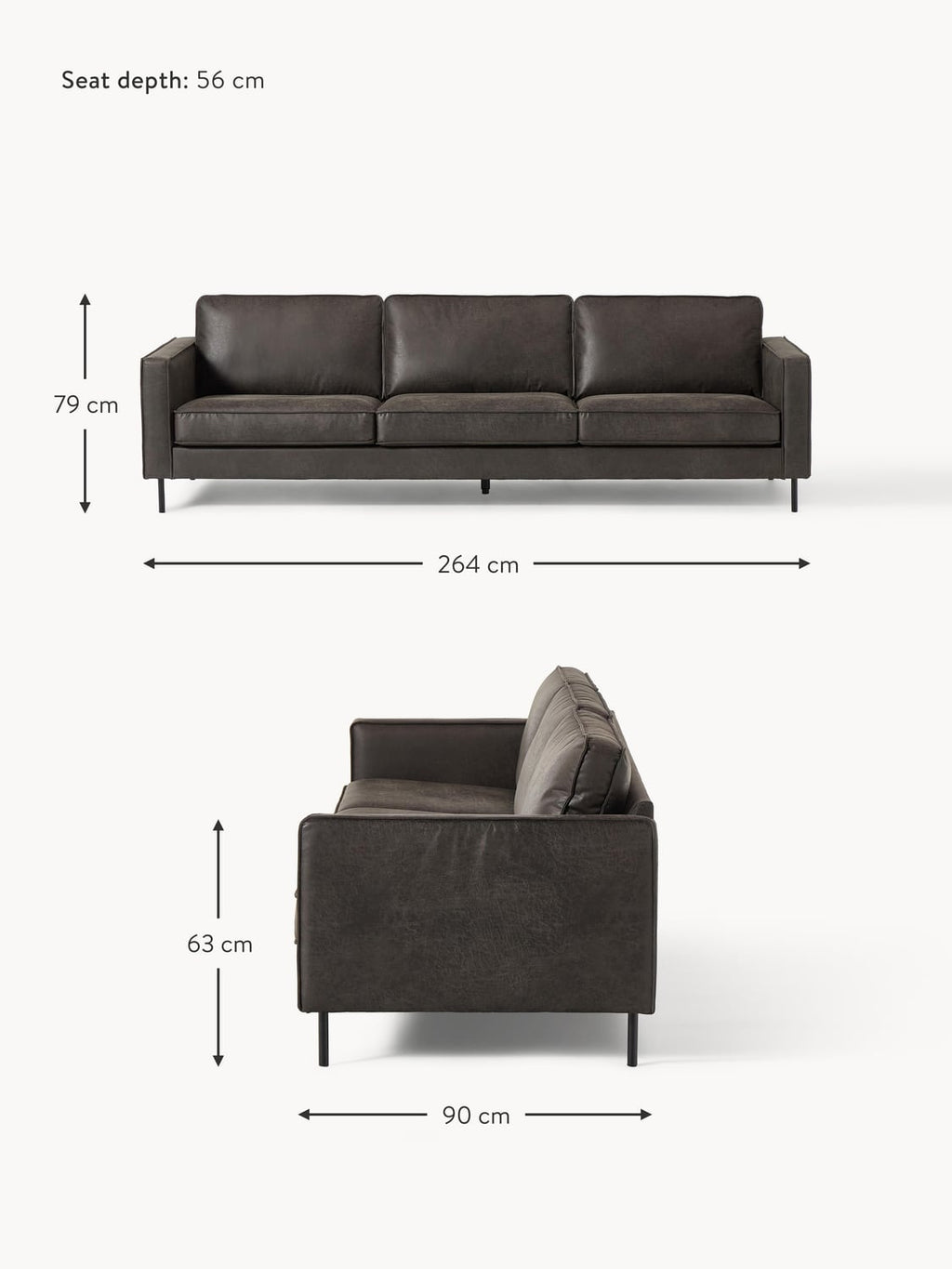 Pellio Leather Sofa (4-seater)