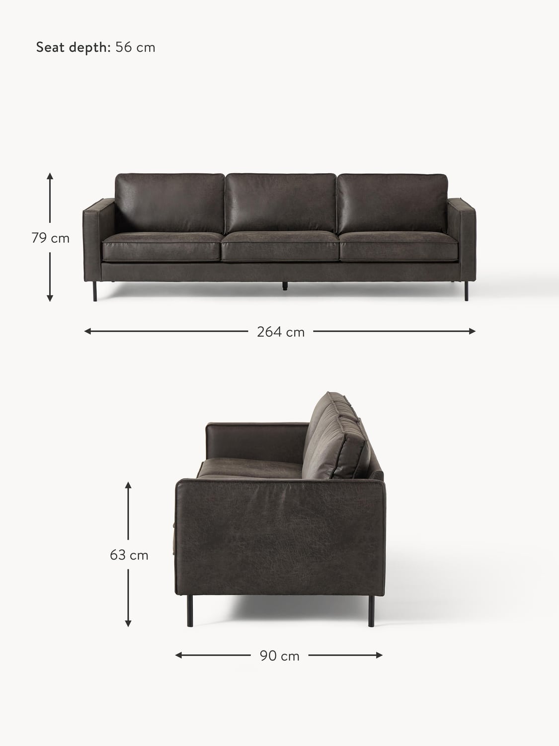 Pellio Leather Sofa (4-seater)
