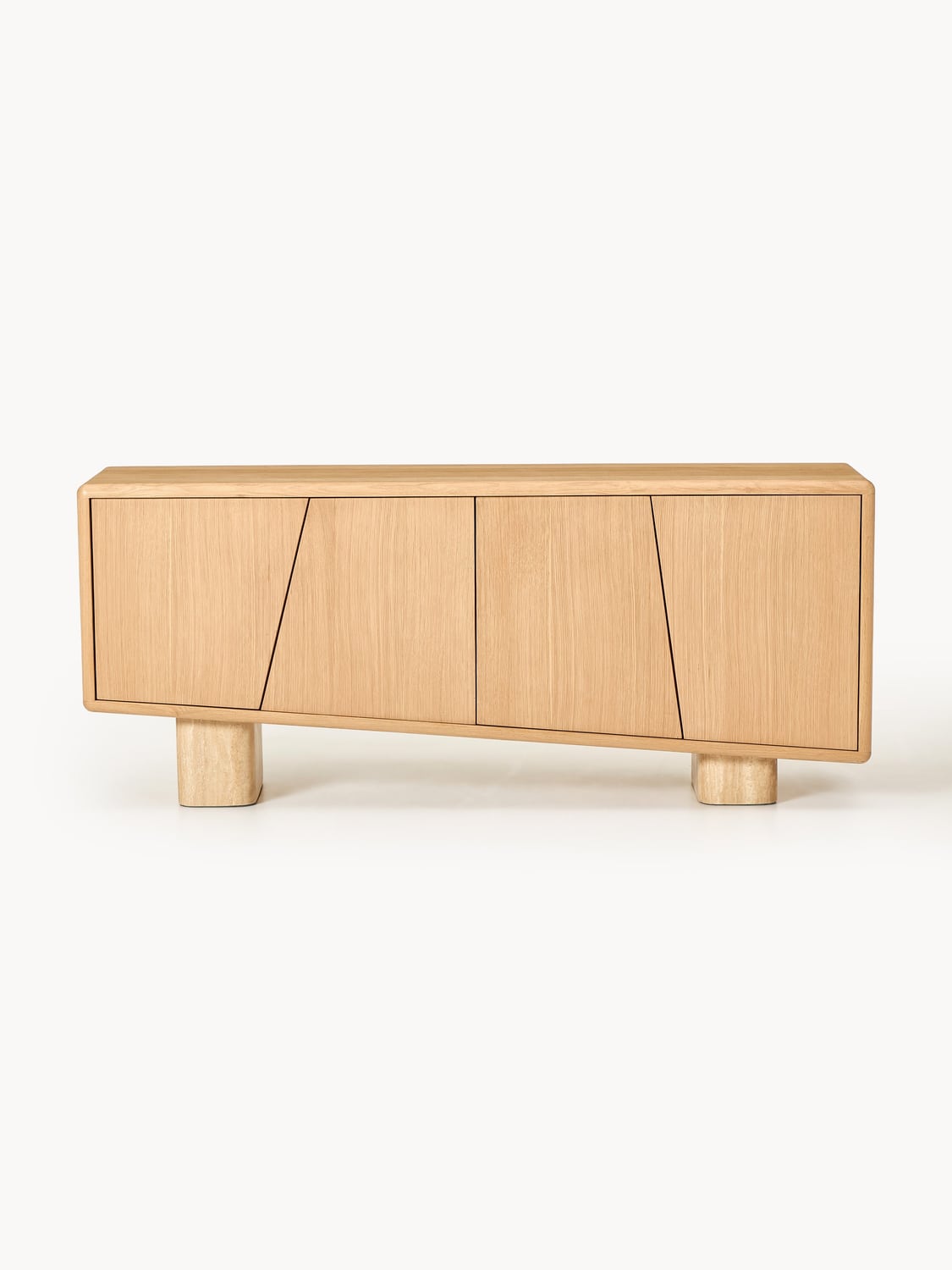 Mezzegra Wooden Sideboard with Travertine Legs