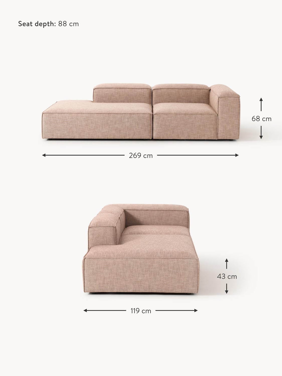 Tavordo Linen Blend Modular Ottoman