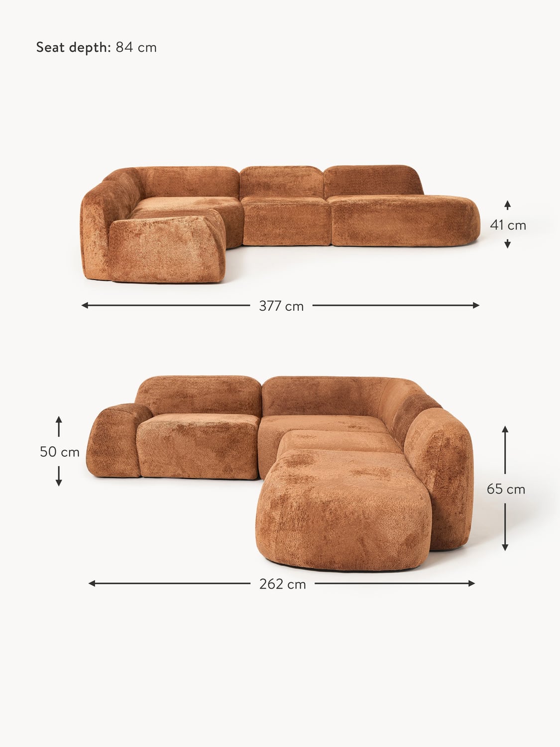 Bellara XL Modular Teddy Bouclé Corner Sofa with Chaise End
