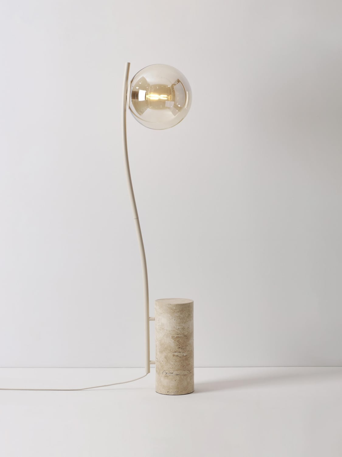 Fossano Small Floor Lamp with Travertine Base