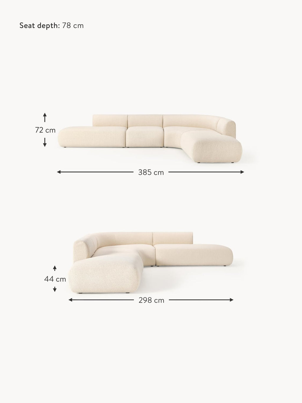 Lavena XL Modular Bouclé Corner Sofa