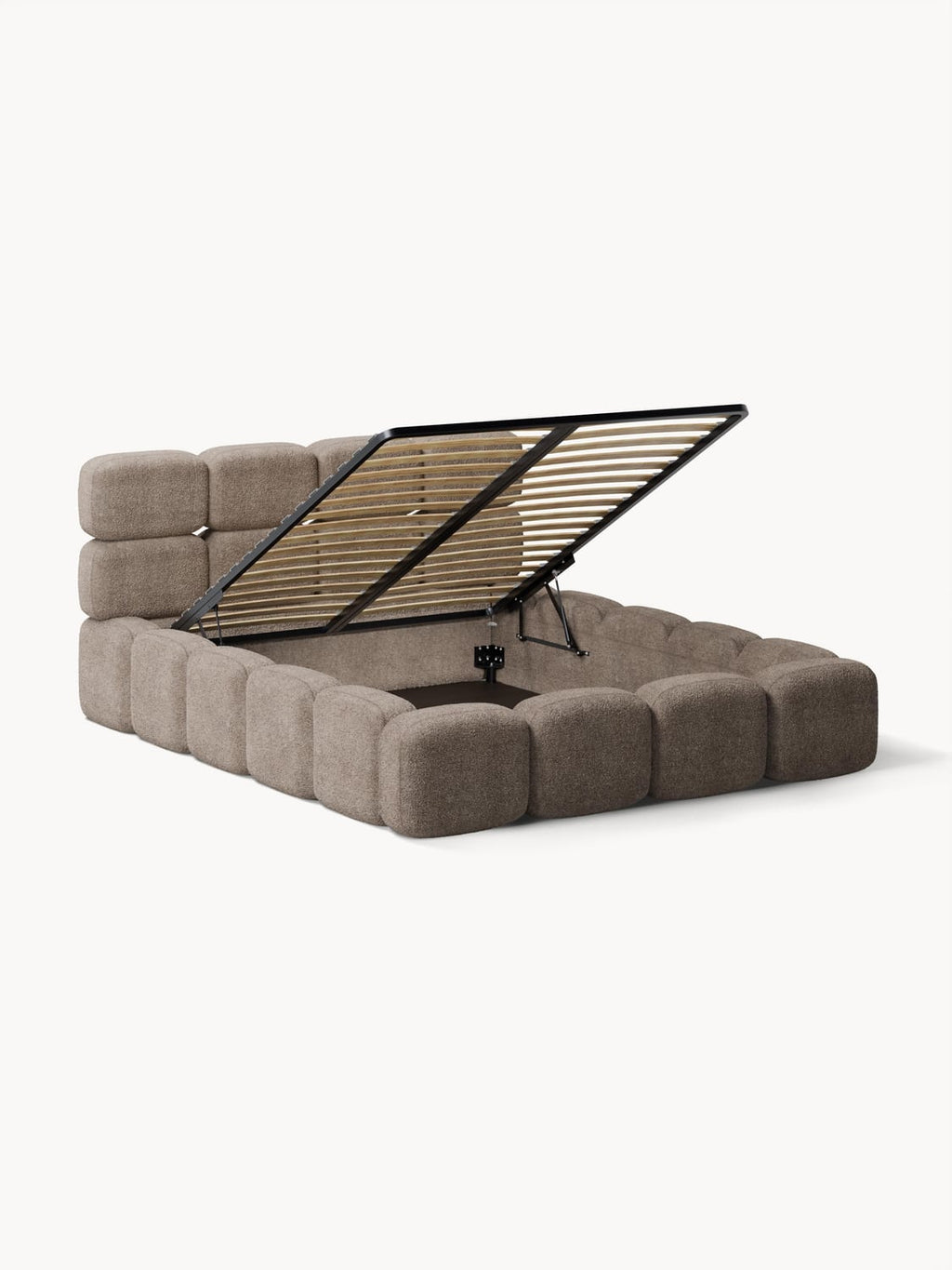 Valbrona Upholstered Teddy Bouclé Bed with Storage Space