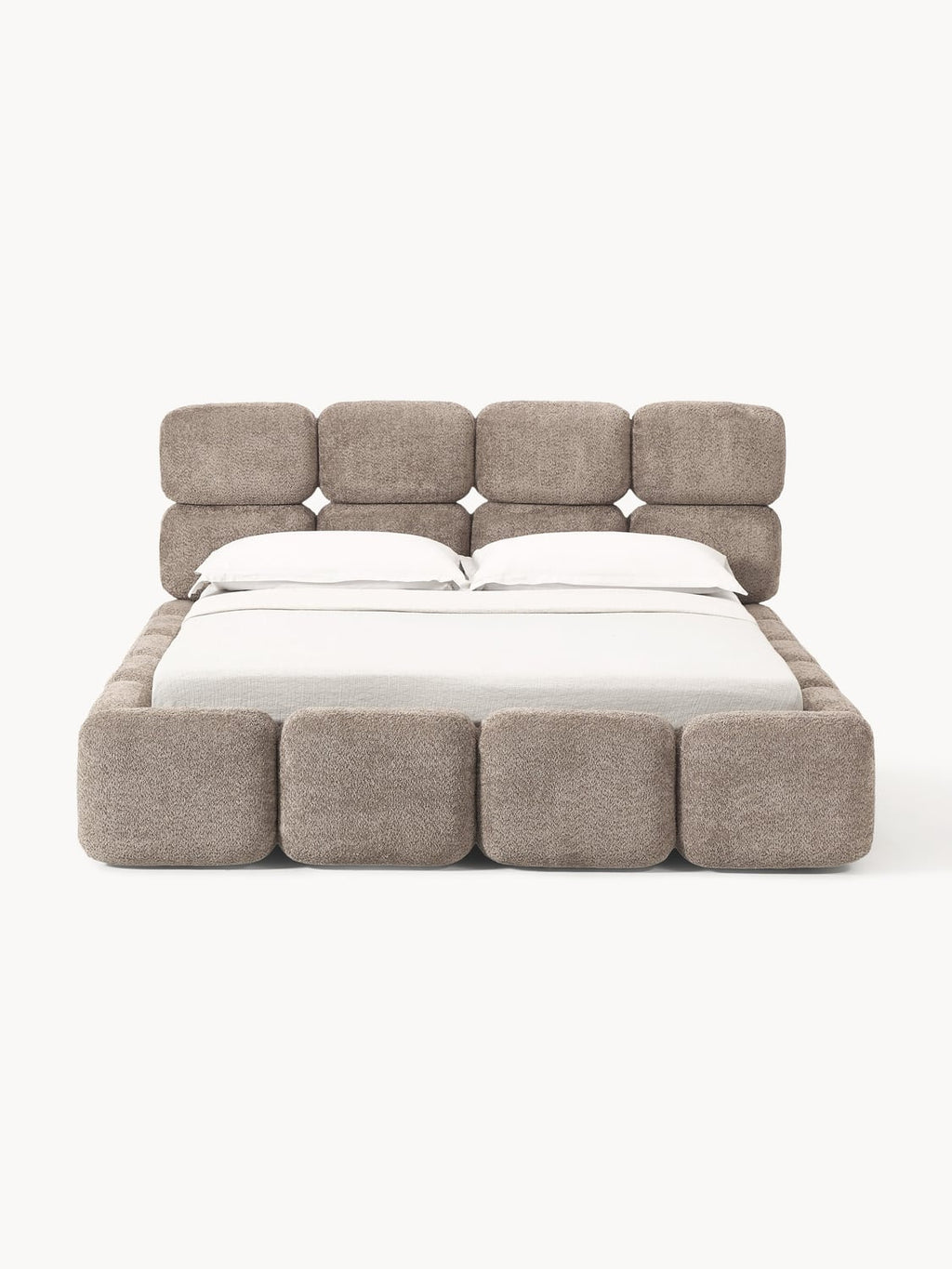Valbrona Upholstered Teddy Bouclé Bed with Storage Space