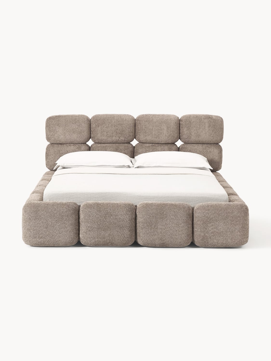 Valbrona Upholstered Teddy Bouclé Bed with Storage Space